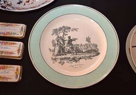 Set of 4 Vintage Dessert-Sized Transferware Plates