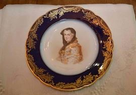 Antique Decorative Plate with Woman and Gold Accents