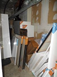 some of the canvases, frames & art supplies available in the storage closet