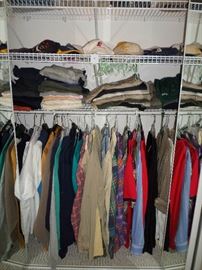 lots & lots of men's clothing, hats, shoes, sweaters, work out clothes, ties and more