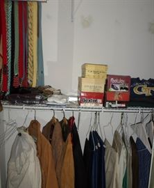 lots & lots of men's clothing, hats, shoes, sweaters, work out clothes, ties and more