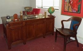executive desk & chair plus a nice old wood side chair