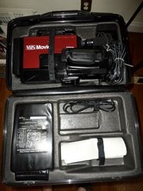 Vintage VHS Movie camera, accessories & case