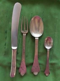 Service for 6 of Vintage Port Royal Pewter, Jamaica, repro of 17th Century Silverware