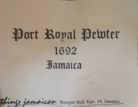 Service for 6 of Vintage Port Royal Pewter, Jamaica, repro of 17th Century Silverware