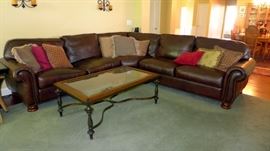 Gorgeous brown leather sectional sofa