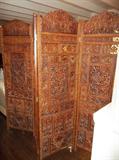 Vintage Wood Carved Room Divider