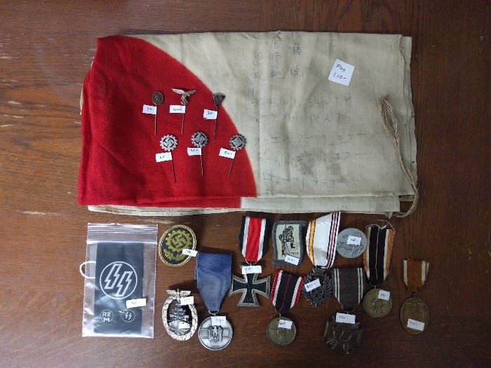 Collection of WWII military, mainly relating to Germany & Japan.  More up close photos at end.  We don't want to offend anyone, and are selling these to help collectors preserve history.