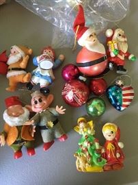 Vintage ornaments, Raggedy Ann,and Disney characters