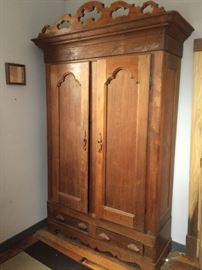 Handsome Walnut Armoire (needs a little TLC)
