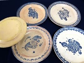 Old Blue and White hand painted plates