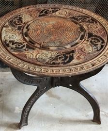 Furnace grate from Dubuque Iowa on detached metal stand