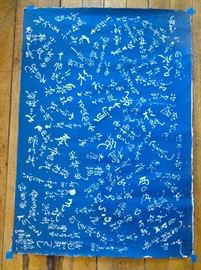 Asian characters on handmade paper, signed