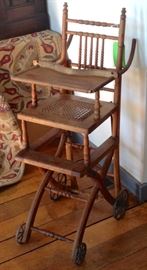 Antique wood baby high chair
