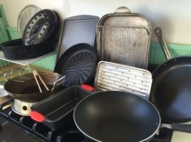 Pots and pans, wok, (pyrex baking dishes and pie plates, plastic tupperware, salad spinner also available)