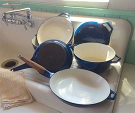 Vintage Blue COPCO Danish enamelware pans