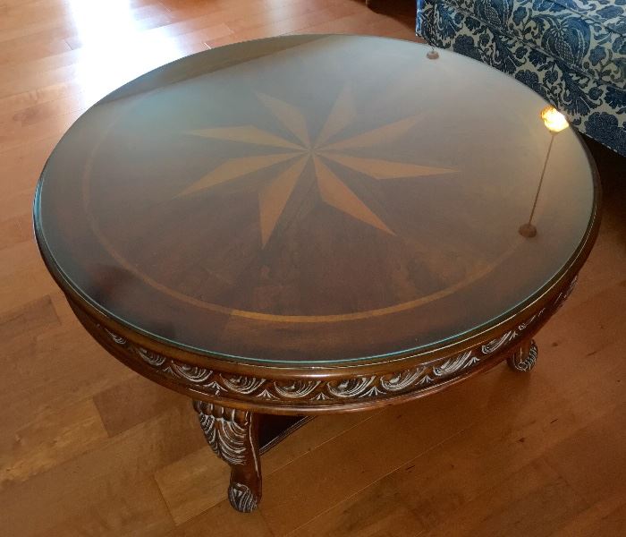 Round inlaid coffee table