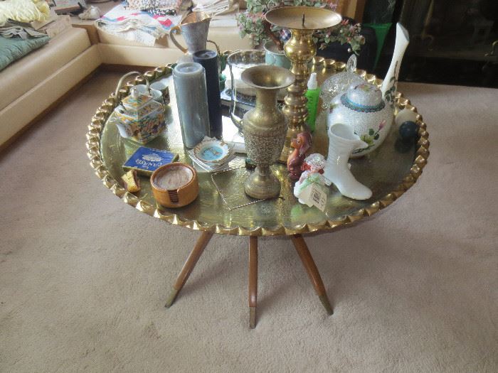 Indian brass coffee table and small treasures