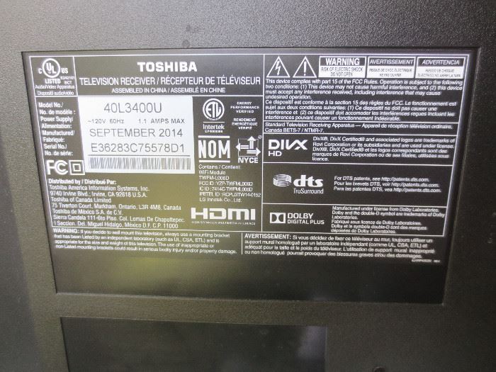 Toshiba model information
