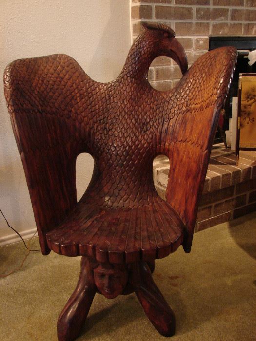 Fabulous, hand carved chair shaped as an eagle. Must see!
