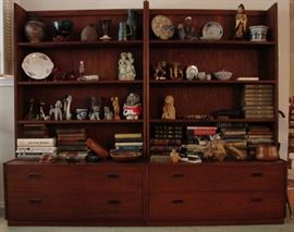 Beautiful teak bookcases with storage drawers