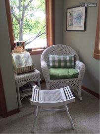 Hand painted Boston chest, wicker