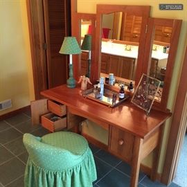 Locally hand made cherry vanity, stool