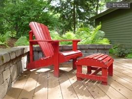 Adirondack chair, stool.
