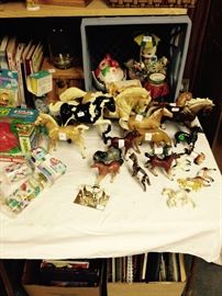 Vintage toy model horse collection - plastic and porcelain