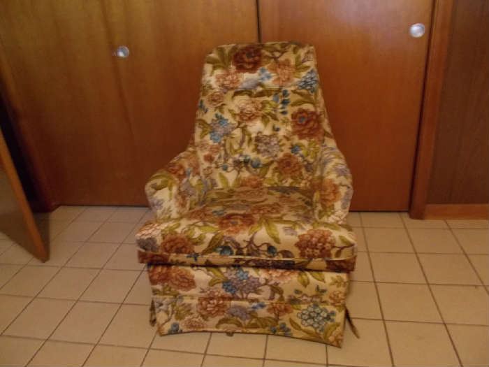 Floral Ladies High Back Upholstered Chair - 1970's - Great condition...and comfortable....