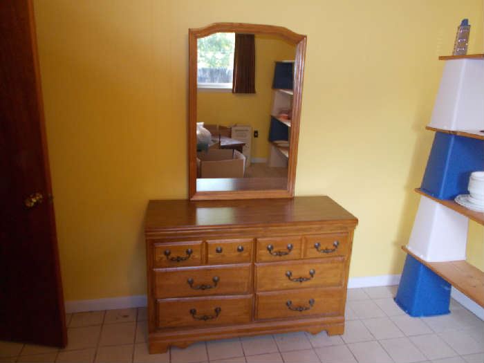 Dresser with Attached Mirror - 6 Drawers - Mirror: 41" Wide; 27" Tall - Dresser: 40" Wide; 30" Tall; 16: Deep