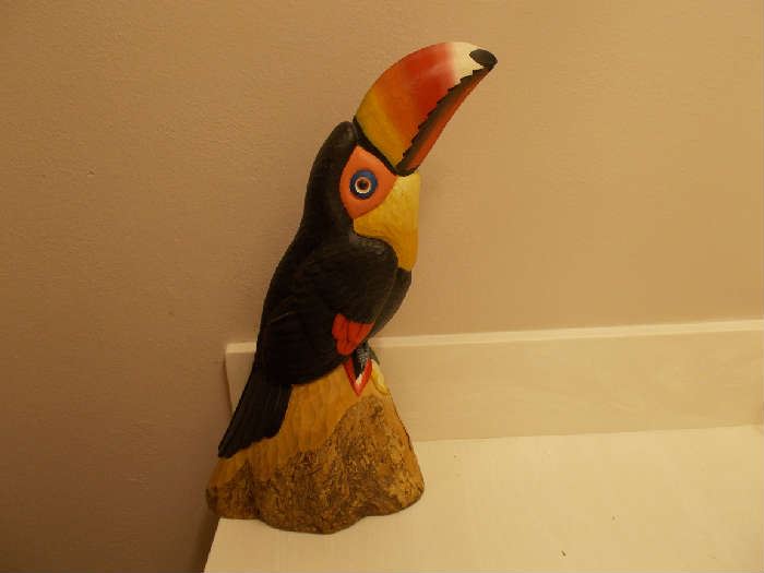 Wood Carved Toucan by Luis Deval - 1989 - Very Colorful 