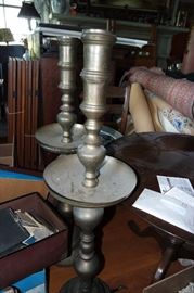 Floor standing candle stands - brass