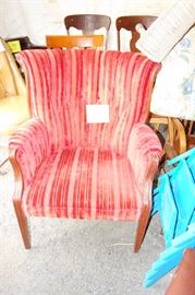 how can you live without this awesome red striped velvet chair??? TENT SALE MAIN STORE AVON