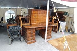 double perdestal desk - chest of drawers = TENT SALE MAIN STORE AVON