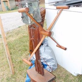 Wool spinners - I'm not sure if someone was trying to turn this into a lamp, or if they just needed more light...