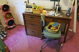 Thomasville Campaign Style Desk & Vintage Industrial Desk Chair