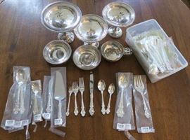 Sterling - International Silver Compotes "Prelude", 12 complete place settings and serving pieces of Reed & Barton "Spanish Baroque" NEVER USED!!!! 