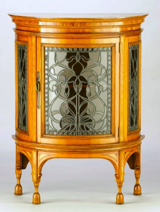 English Antique. Demi-Lune Cabinet, circa 1895. H 35" W 27" D 15" 