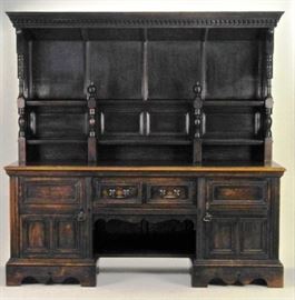 English Antique. English Sideboard, circa 1865, attributed to Richard Norman Shaw (England). Oak. H 80" L 83" D 26"