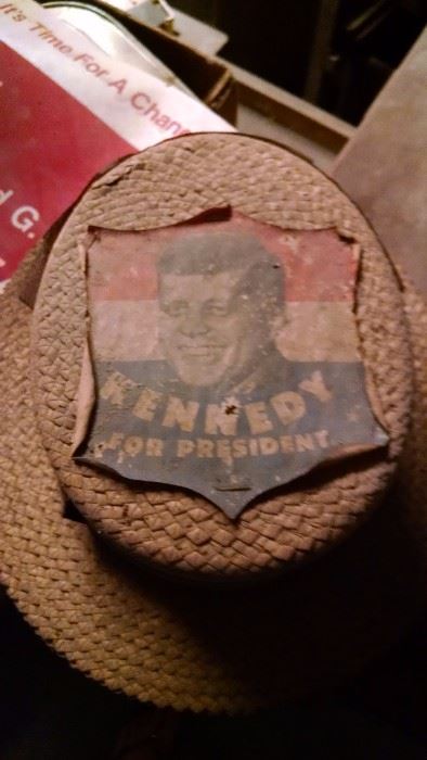 VINTAGE JFK  POLITICAL STRAW HAT 