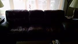 BROWN LEATHER SOFA ..LIKE NEW AND COMFY !!!