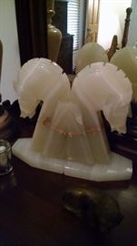 ONYX HORSEHEAD BOOK ENDS ---LARGE AND HEAVY !!