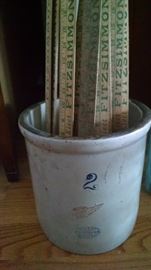 #2 RED WING CROCK / VINTAGE ADVERTISING YARD STICKS--POLITICAL