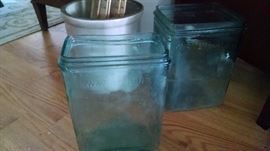 VINTAGE BLUE/ AQUA  GLASS BATTERY JARS
