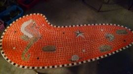 ****TOO DIE FOR****MID-CENTURY MODERN BOOMERANG TILE TABLE W/ SEAHORSE DESIGN...SWANKY !!!!