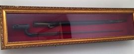 CIVIL WAR SOCKET TYPE BAYONET & SCABBARD FRAMED