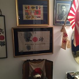 WWII ORIGINAL JAPANESE NAVAL HEADBAND SOUVENIR FRAMED