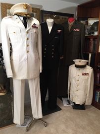 PRE WWII US ARMY TROPICAL DRESS WHITE LINEN, WWII ROYAL NAVY ENSIGN UNIFORM, USMC WWII UNIFORMS KOREA & VIETNAM