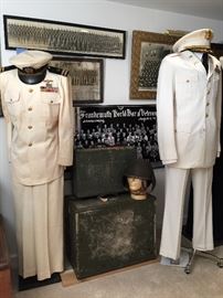 WWII 1947 LT. JAMES LAMIRE NAVY PILOT UNIFORMS WITH 3 TRUNKS WITH A LARGE COLLECTION OF PERSONAL ITEMS
